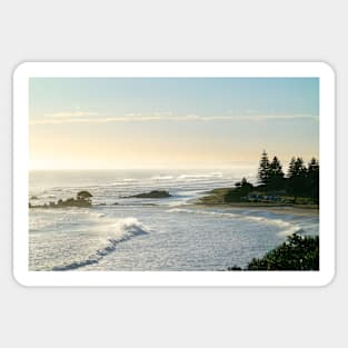 Hazy atmosphere caused by Cyclone Cody's large waves and swells at Mount Maunganui, New Zealand. Sticker